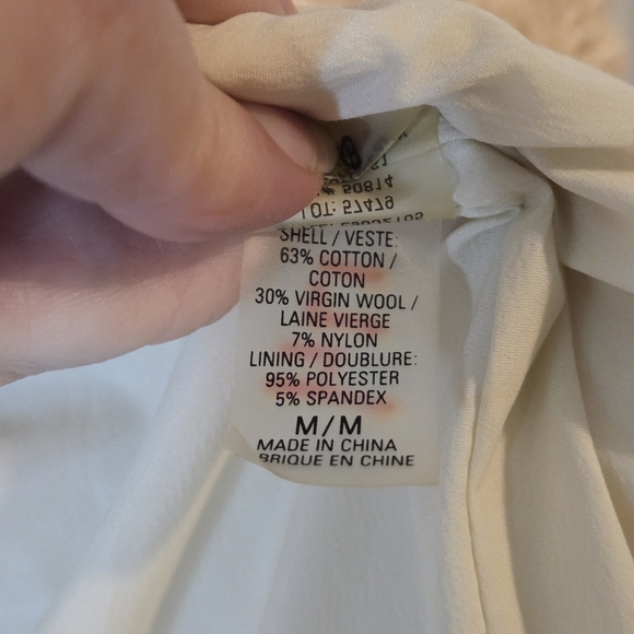 Elie Tahari Basket Weave Snap Closure Bows Cream Blazer Virgin Wool Size M - Picture 10 of 15